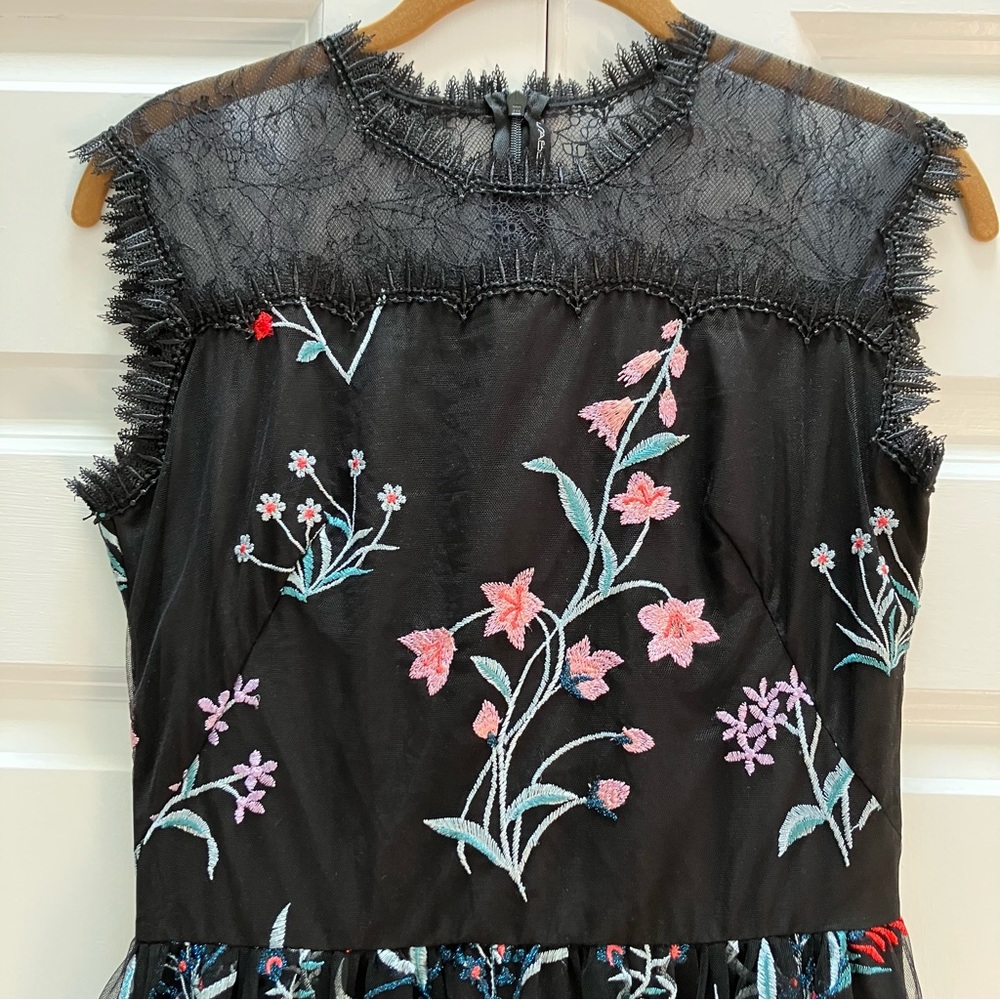 BHLDN Anthropologie Isabel Garcia "Vizelle Midi Dress" Floral Tulle Lace XS S - Picture 3 of 16